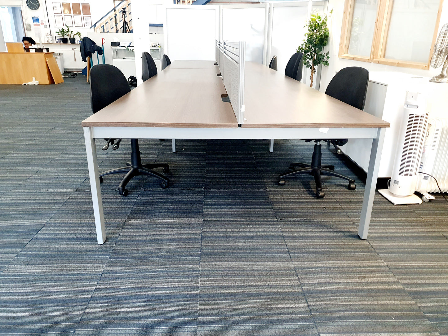 Used Extra large 6 Seater Office Bench,  Dark Walnut Wood Finish, 540cm x 160cm