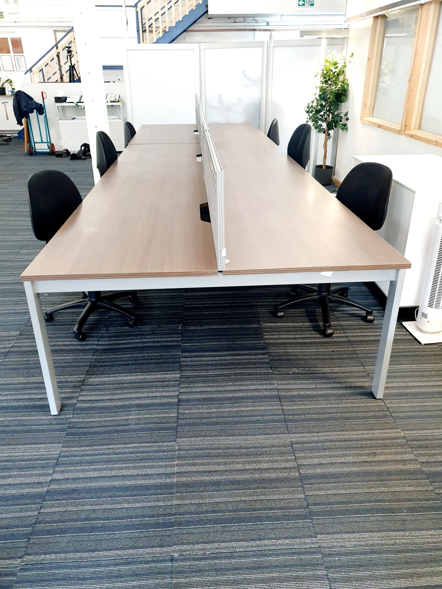 Used Extra large 6 Seater Office Bench,  Dark Walnut Wood Finish, 540cm x 160cm