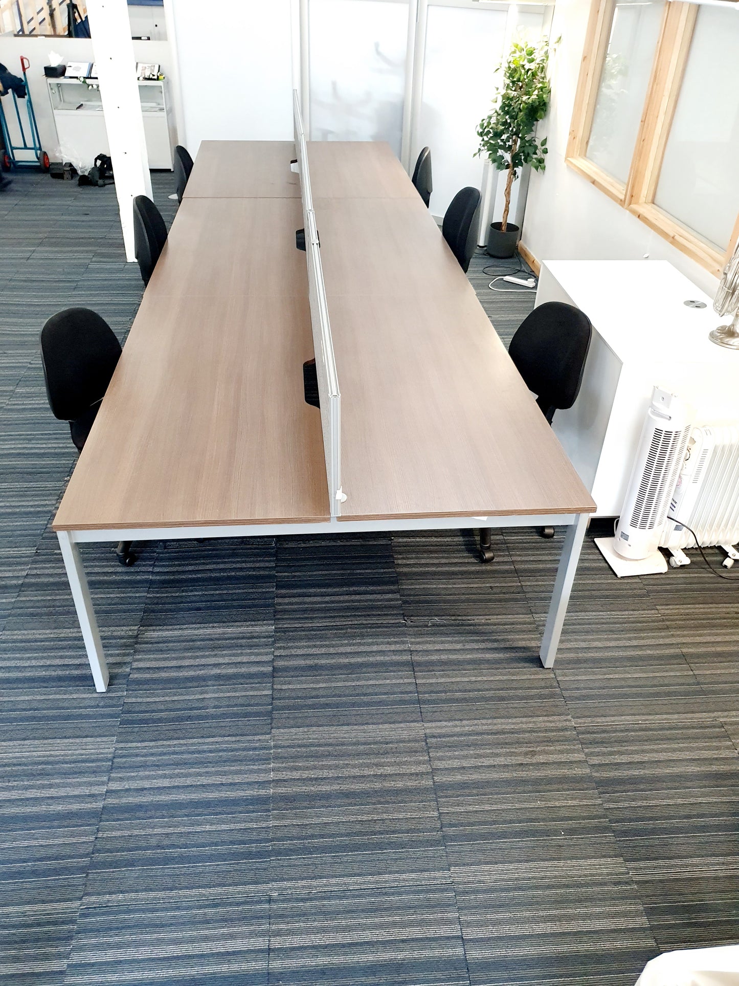 Used Extra large 6 Seater Office Bench,  Dark Walnut Wood Finish, 540cm x 160cm