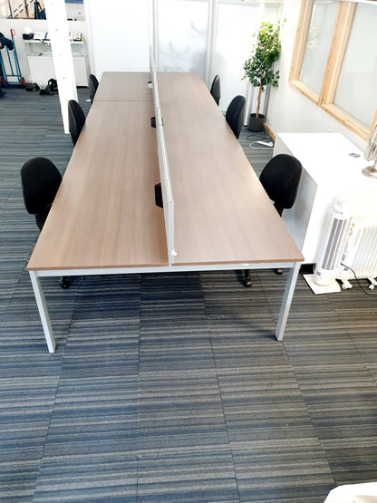 Used Extra large 6 Seater Office Bench,  Dark Walnut Wood Finish, 540cm x 160cm