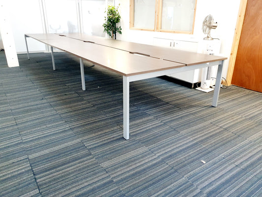 Used Extra large 6 Seater Office Bench,  Dark Walnut Wood Finish, 540cm x 160cm