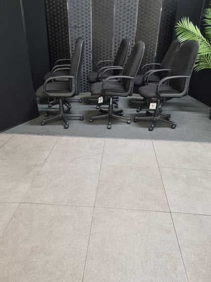 Used swivel chairs upholstered black £45 each