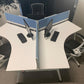 Herman Miller Three person office bench desk in white, 3 seater arc table