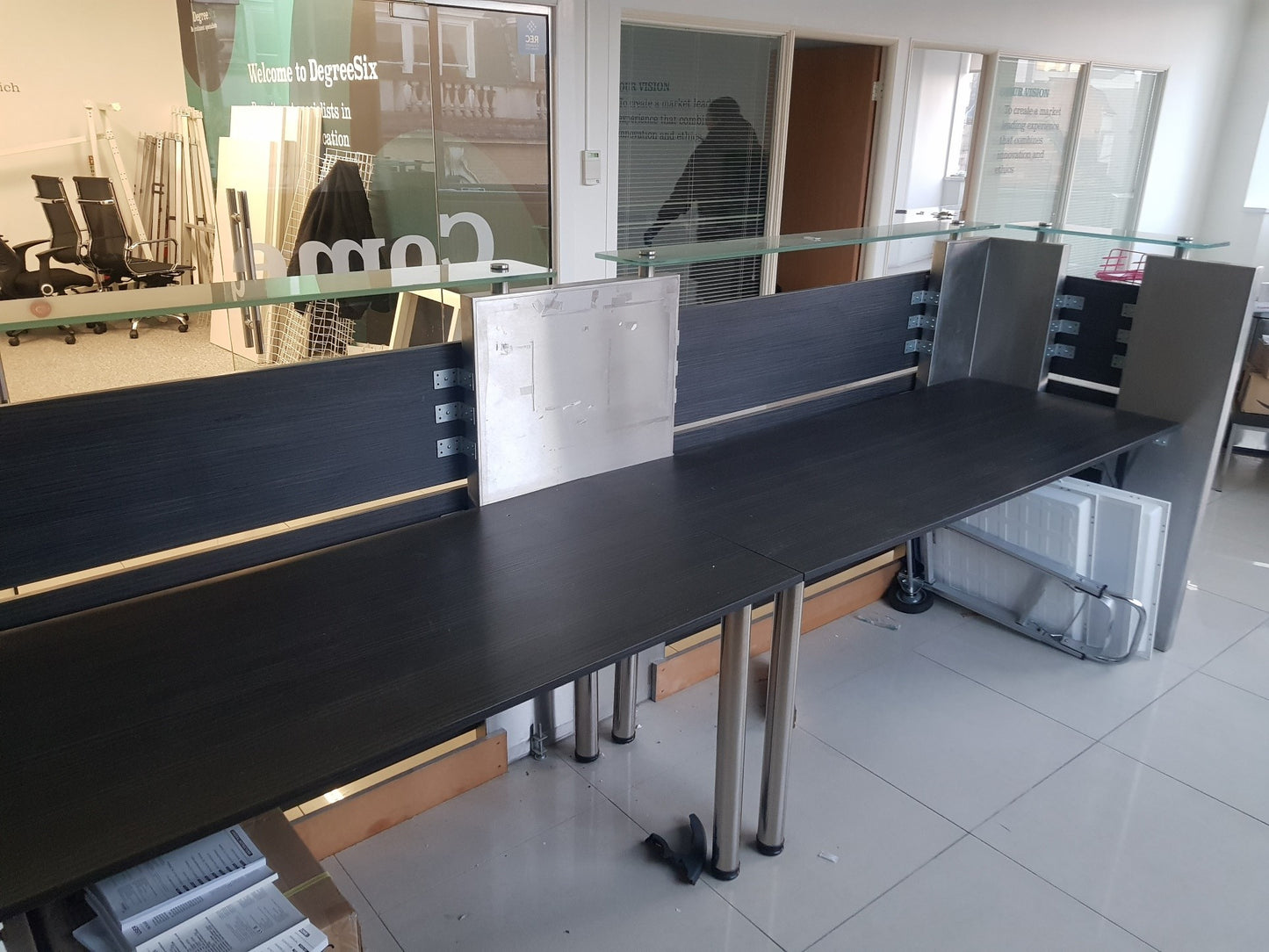 Black front desk furniture