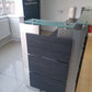 Side of Large salon reception desk in black