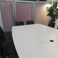 12 seater white office table with black seats