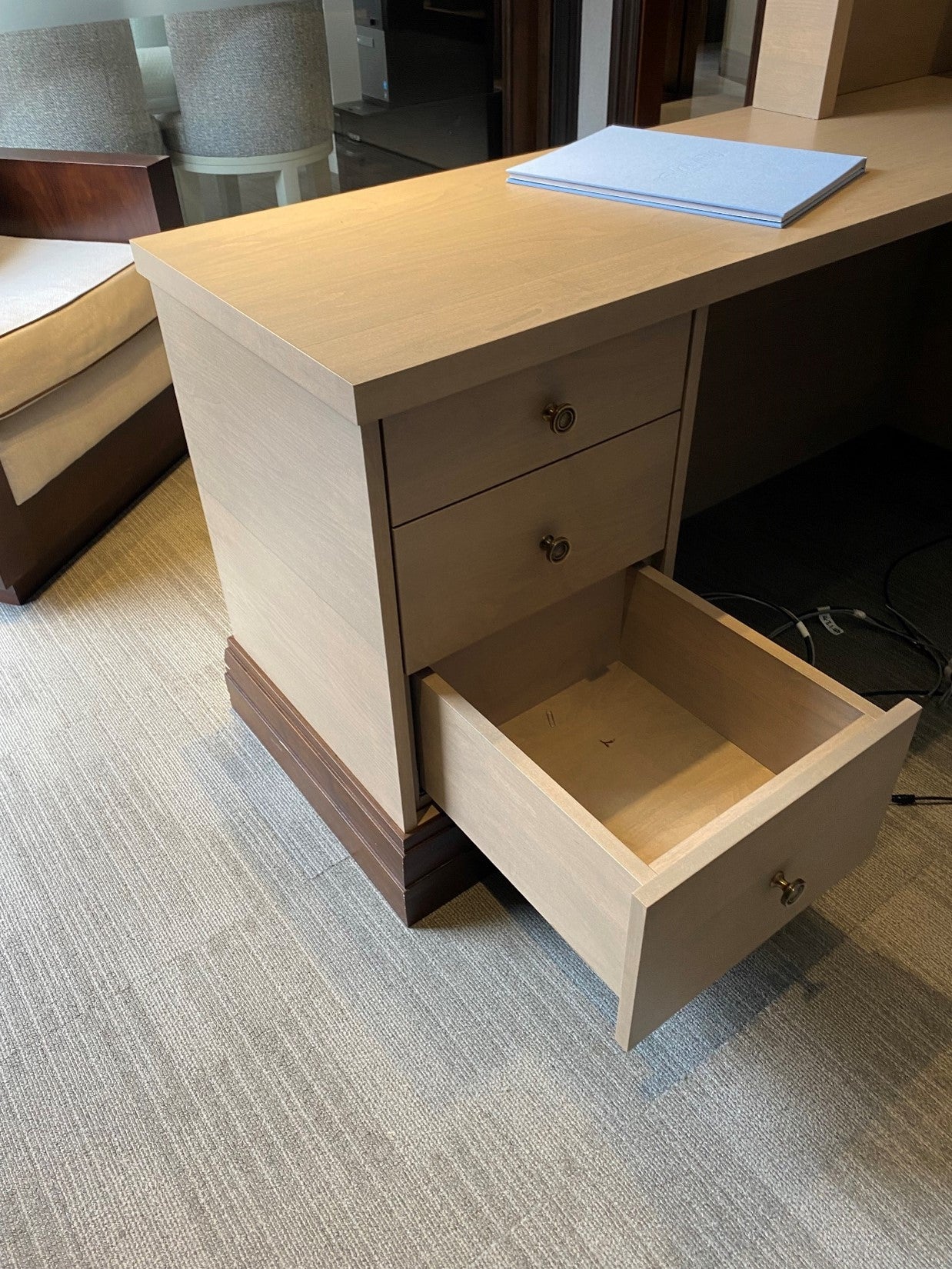 Used Second Hand L shaped Corner Left Return Reception Desk  H=120cm W=169cm L= 151cm