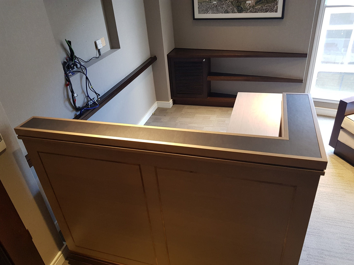 Used Second Hand L shaped Corner Left Return Reception Desk  H=120cm W=169cm L= 151cm