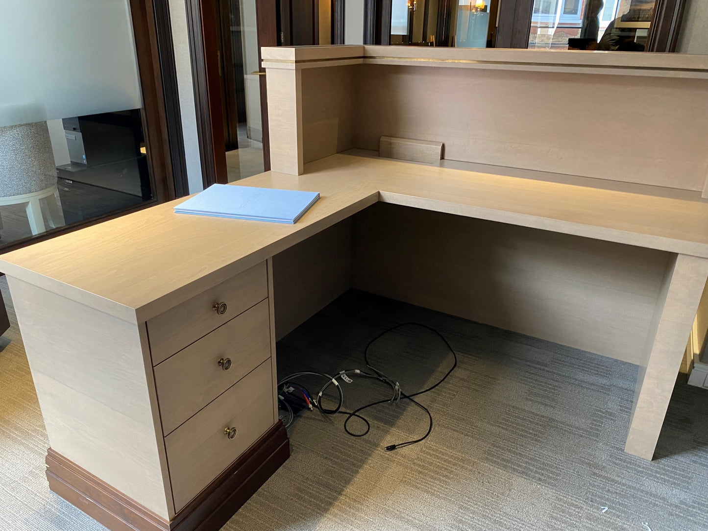 Used Second Hand L shaped Corner Left Return Reception Desk  H=120cm W=169cm L= 151cm