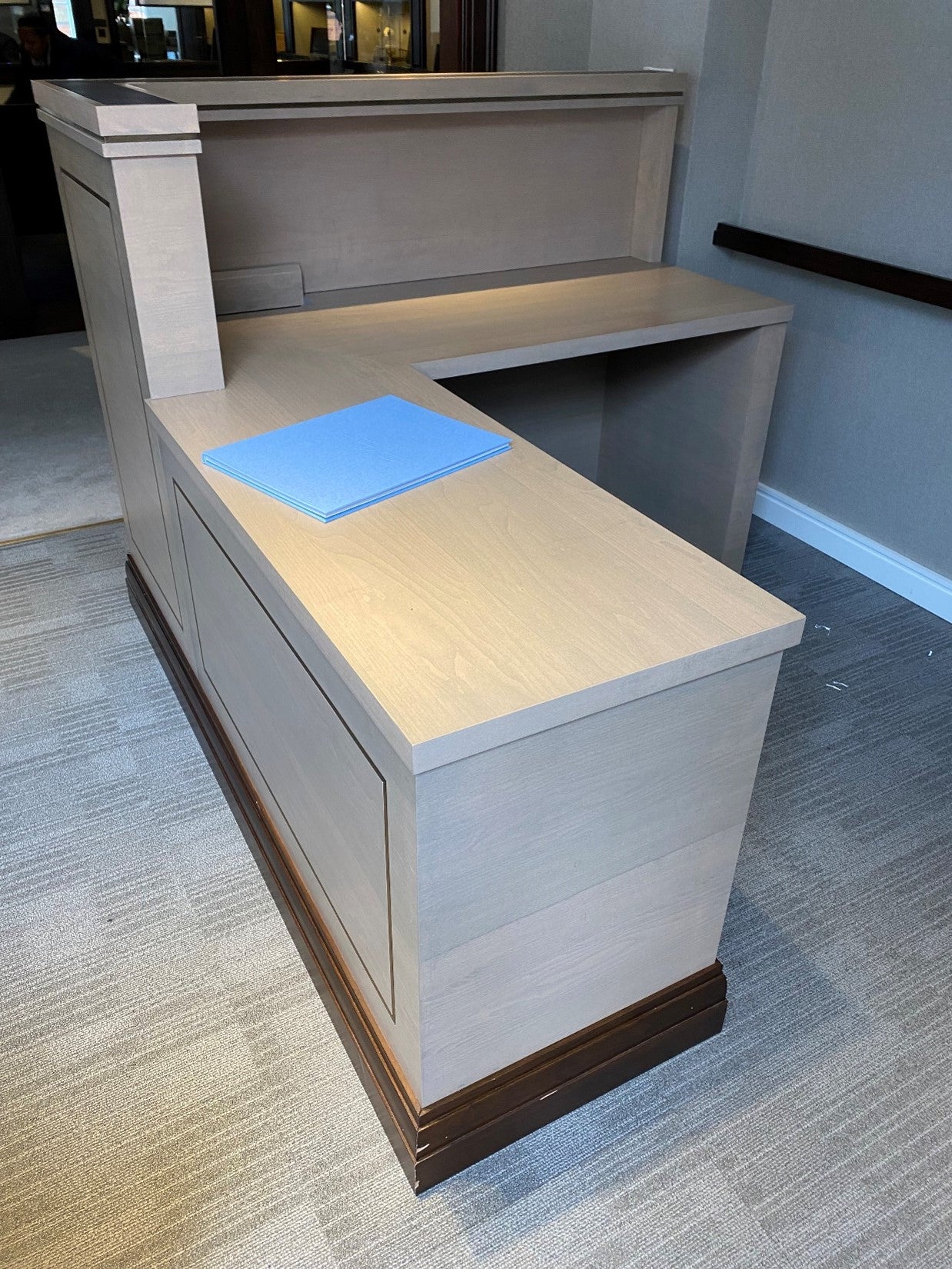 Used Second Hand L shaped Corner Left Return Reception Desk  H=120cm W=169cm L= 151cm