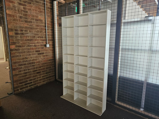 Pigeon hole media unit in white 3x9 | CDs, DVDs, Bookcase storage unit height-adjustable, removable shelves H:180cm W:102cm D: 15cm, 23cm