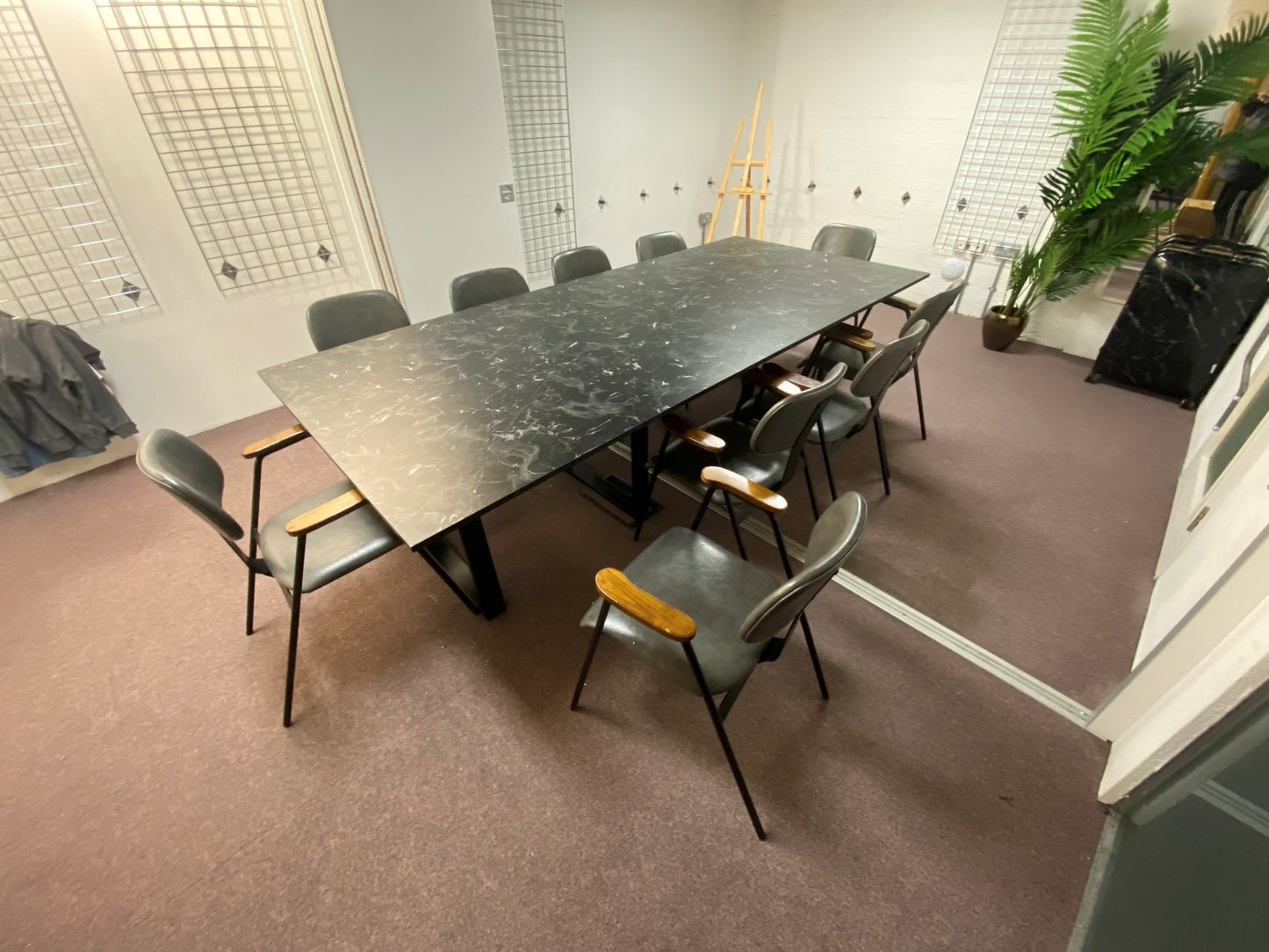 Black marble look office boardroom meeting room conference and training room extra large table