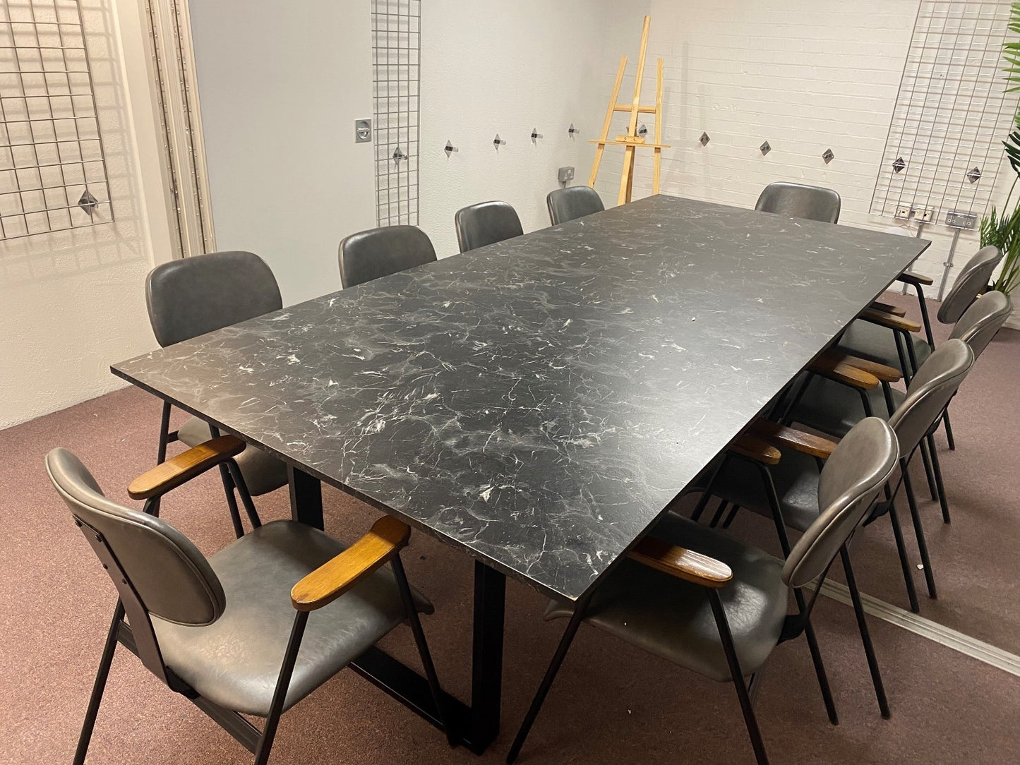 Black marble look office boardroom meeting room conference and training room extra large table