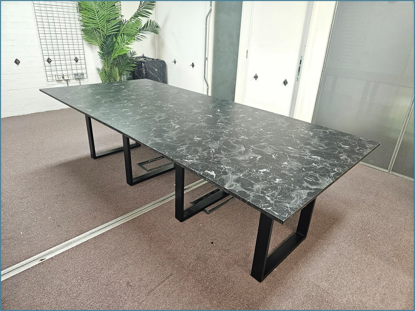 Black marble look office boardroom meeting room conference and training room extra large table