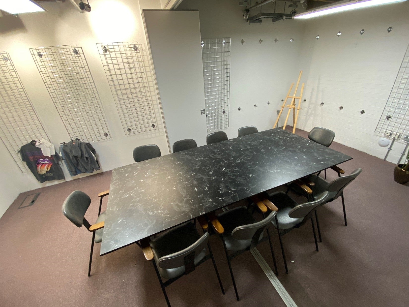 office meeting table and chairs black marble look table