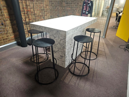 Marble-look High Breakfast Bar Kitchen Island (H=105cm D=85cm (table top depth 10cm) W=160cm)