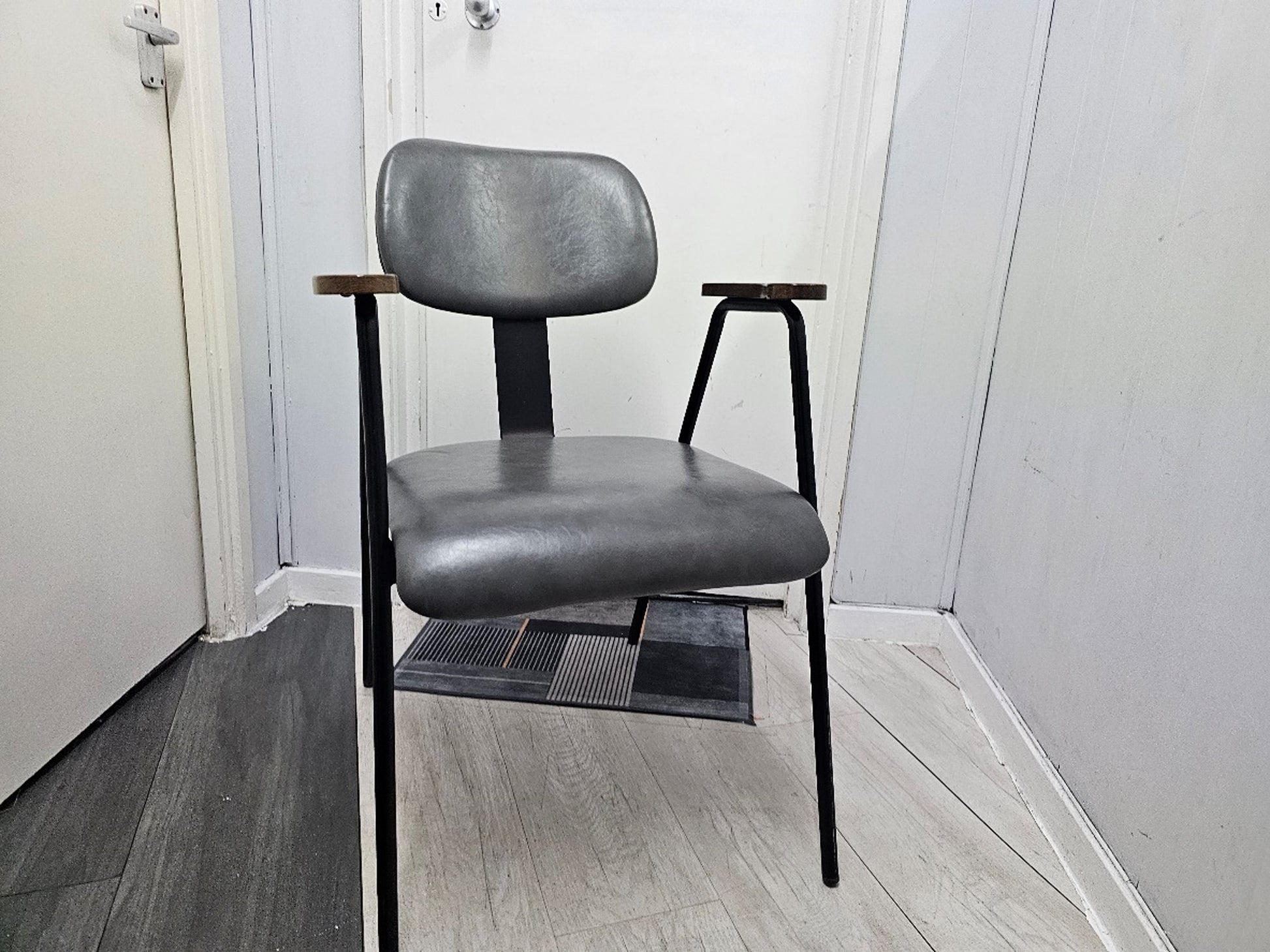 Grey leather dining chair