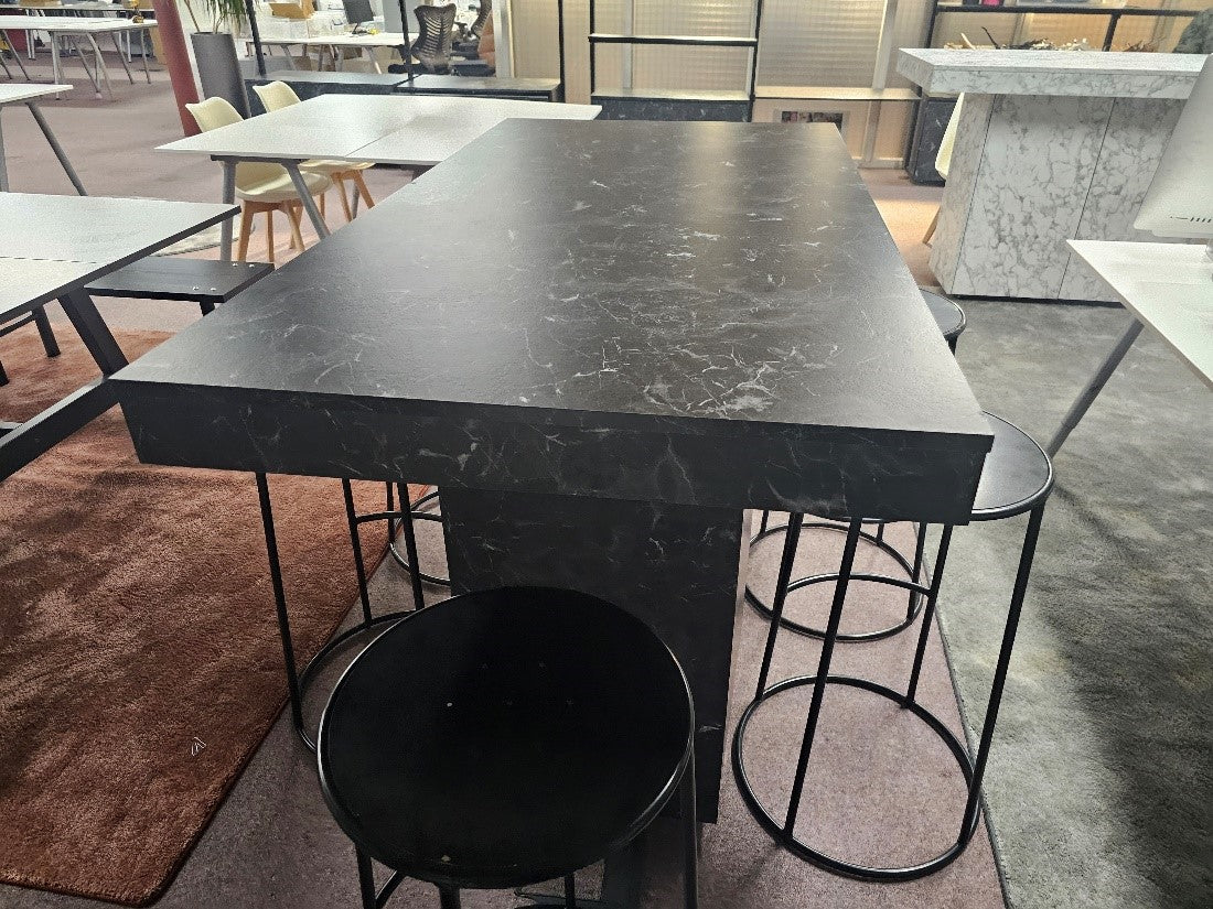 Marble-look High Breakfast Bar Kitchen Island