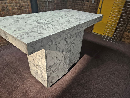 Marble-look High Breakfast Bar Kitchen Island (H=105cm D=85cm (table top depth 10cm) W=160cm)