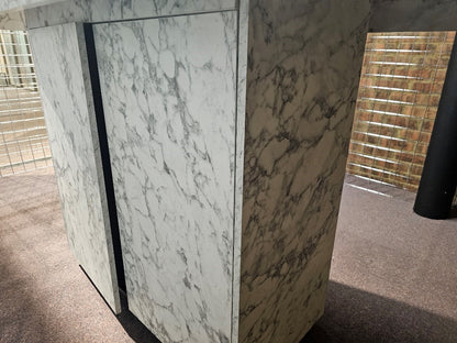 Marble-look High Breakfast Bar Kitchen Island (H=105cm D=85cm (table top depth 10cm) W=160cm)