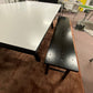 Black and White Dining Table and Benches Set