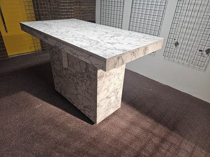 Marble-look High Breakfast Bar Kitchen Island (H=105cm D=85cm (table top depth 10cm) W=160cm)
