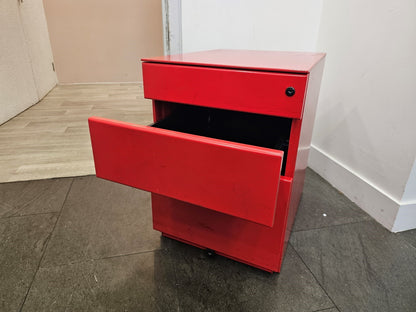 Red Office Pedestal Drawer H:59cm D:57cm W:42cm