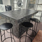 Marble-look High Breakfast Bar Kitchen Island (H=105cm D=85cm (table top depth 10cm) W=160cm)