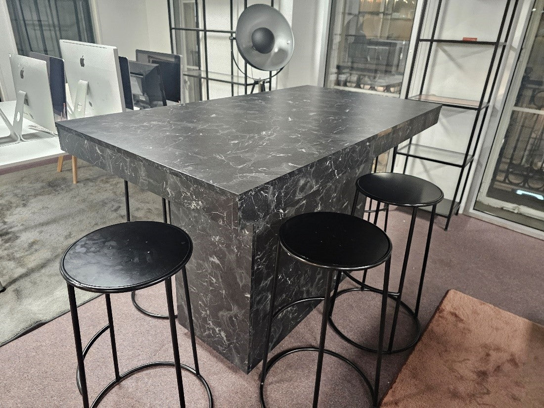 Marble-look High Breakfast Bar Kitchen Island