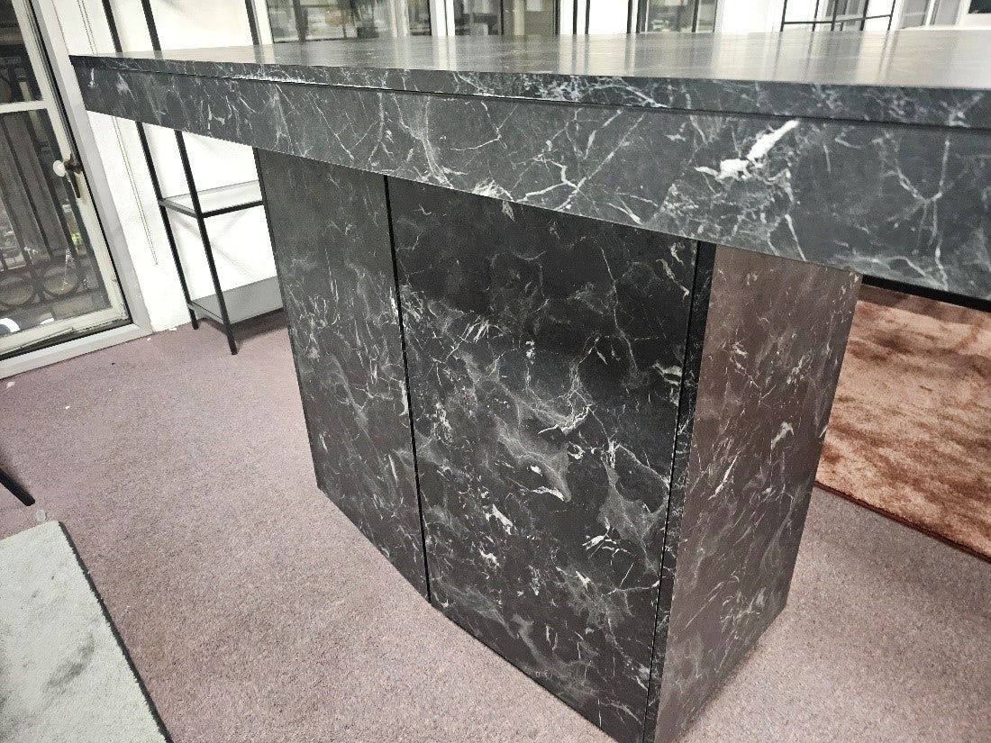 Marble-look High Breakfast Bar Kitchen Island