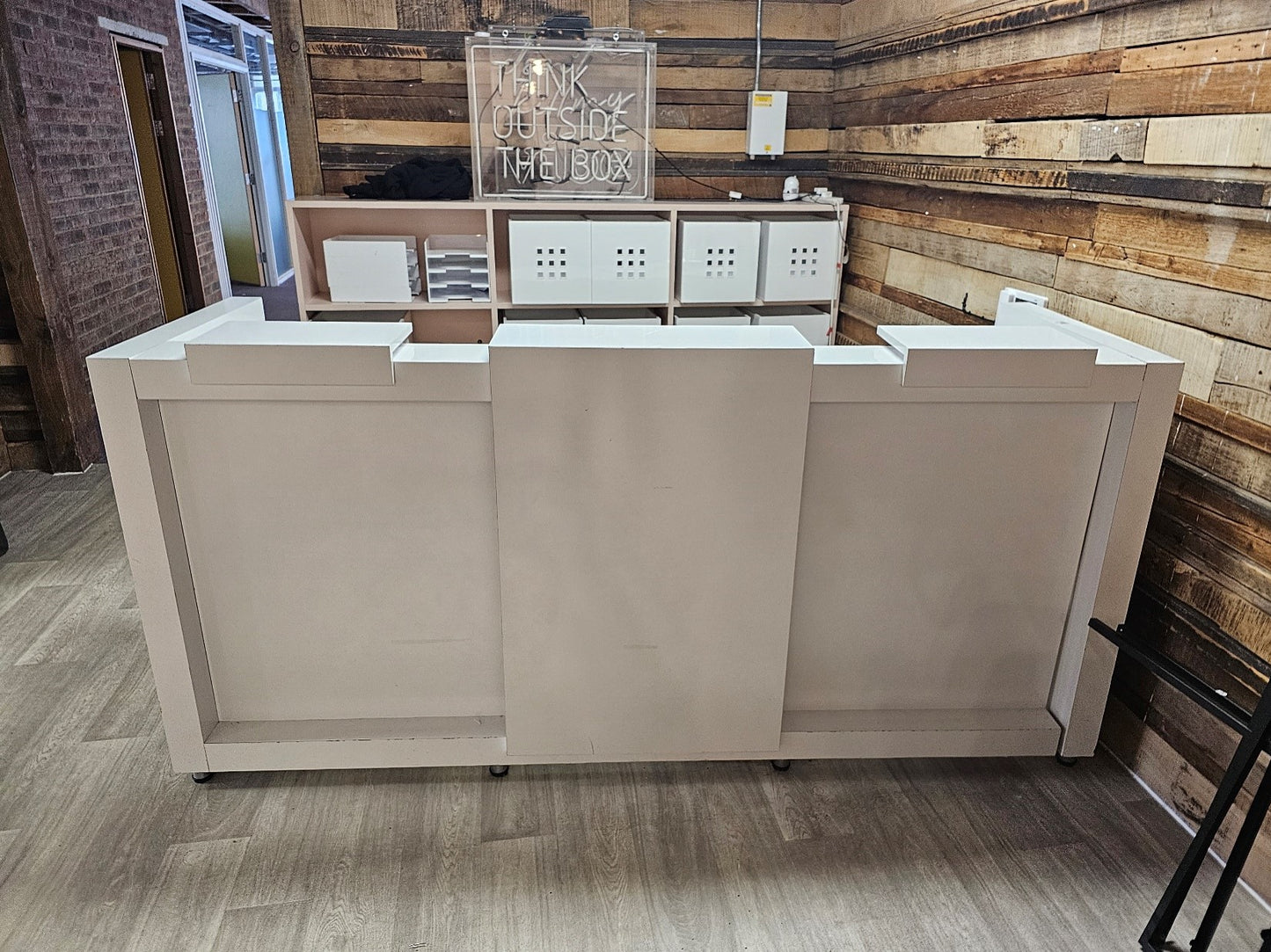 White office reception table with counter top