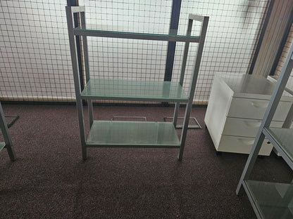 Used Glass Office Bookshelves (Four shelves H=143cm D= 34cm W=76cm) (Three shelves: H=103cm D= 34cm W=76cm)