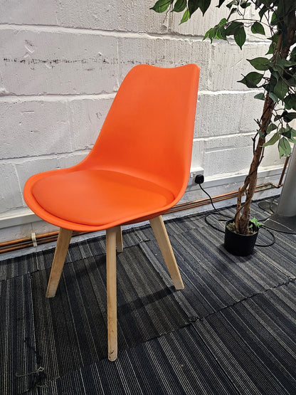 Moulded Coloured Dining Chair by Mmilo Eiffel Style with Plastic Padded Seat