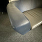 Twin matching set of Orangebox Cwtch navy blue and contrast grey leather sofas (160cm x 80cm)