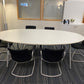 6 seater white oval meeting table