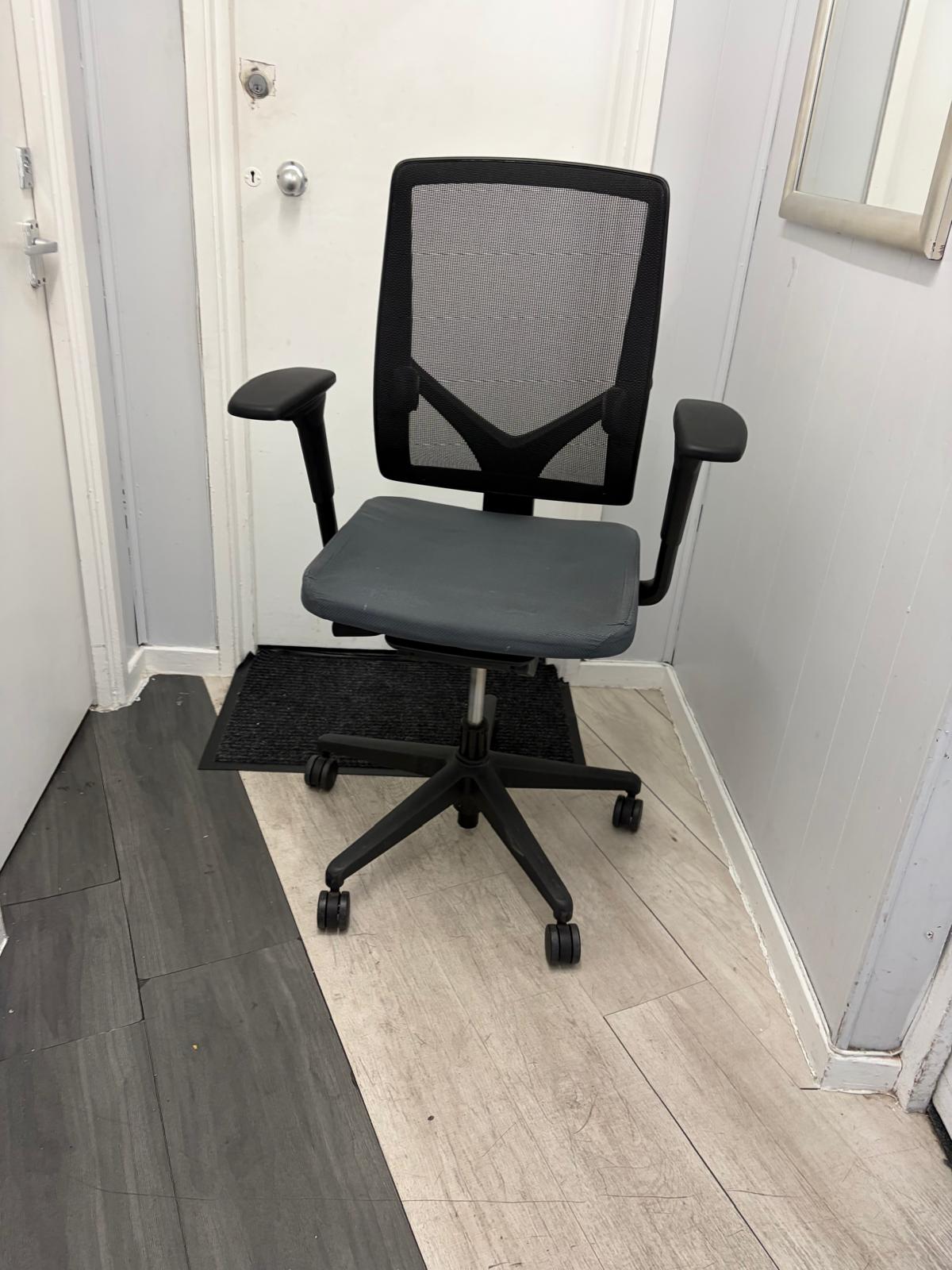 Used Allsteel Black and Dark Grey Mesh Back Fabric Office Chair