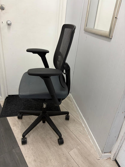 Used Allsteel Black and Dark Grey Mesh Back Fabric Office Chair