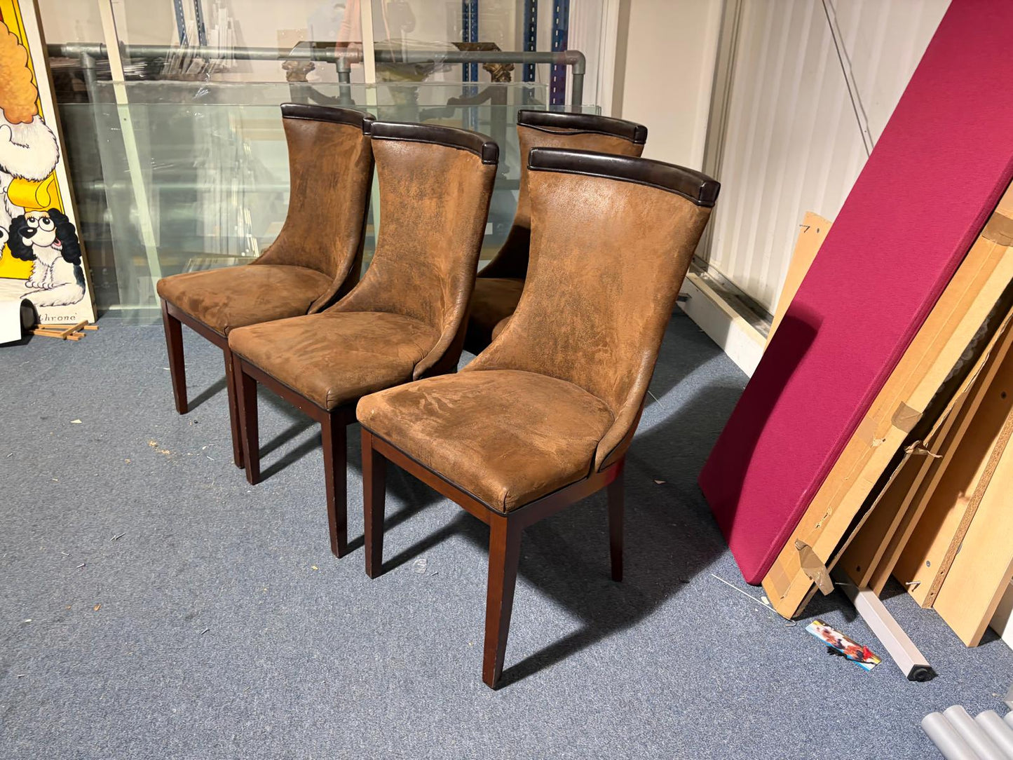 Used modern-style brown dining chairs