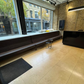 Office Reception Seating, Chocolate brown Marelli strip settee