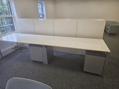 White Two Person Desk Bank - 1600mm Tabletop - 320cm x 80cm