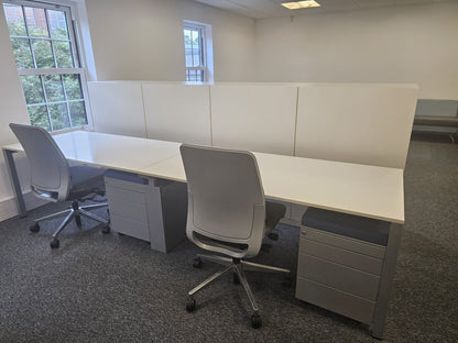 White Two Person Desk Bank - 1600mm Tabletop - 320cm x 80cm