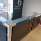 Used Second Hand  Reception Desk Glass Top Modular Rectangular 2 Person desk 350cm w x 88cm d