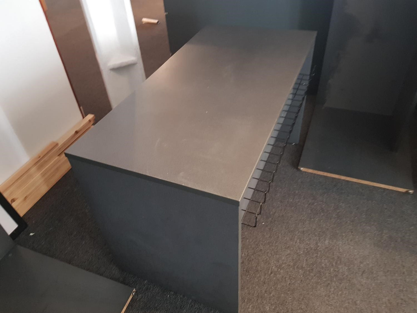 Used Desk Panel legged Office Workstation Table in Shadow Grey 120cm x 60cm x 73cm