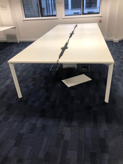 White 8 seater office bench pod workstation hotdesking calling centre desks tables 560cm x 160cm