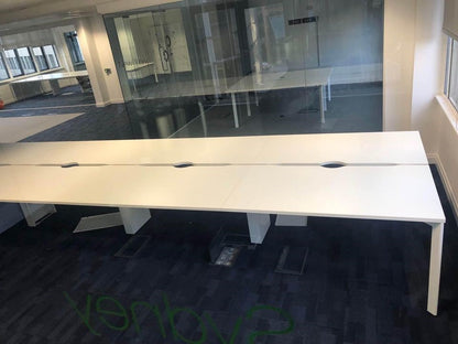 White 8 seater office bench pod workstation hotdesking calling centre desks tables 560cm x 160cm