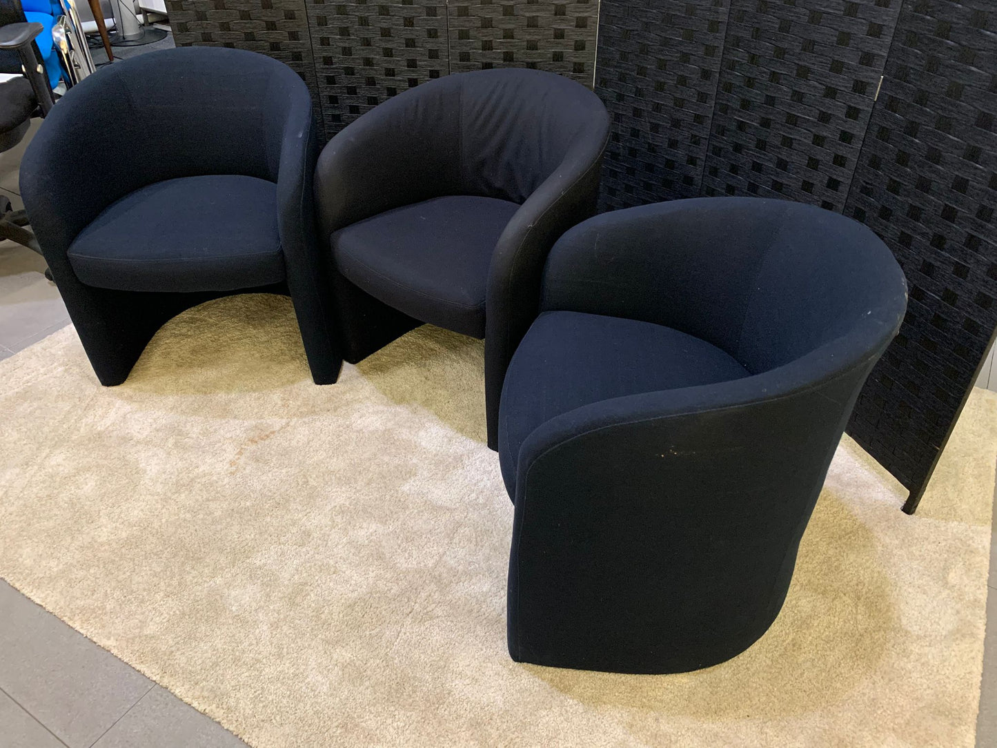 Used Black Fabric Reception Breakout Tub Chair Armchair
