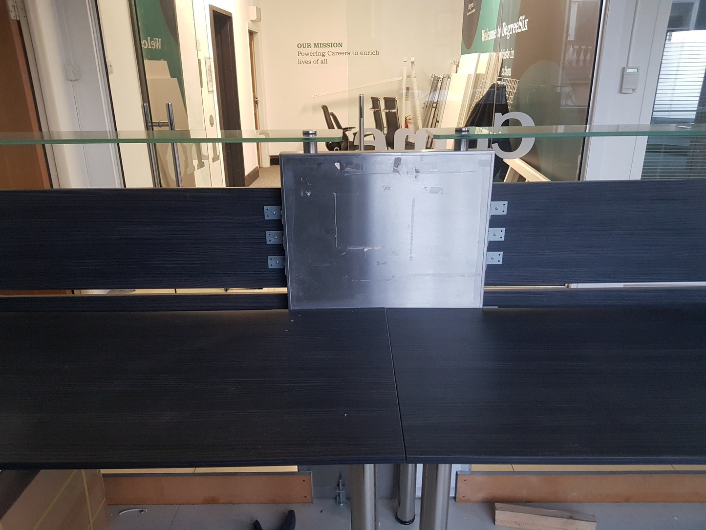 Black used office reception desk