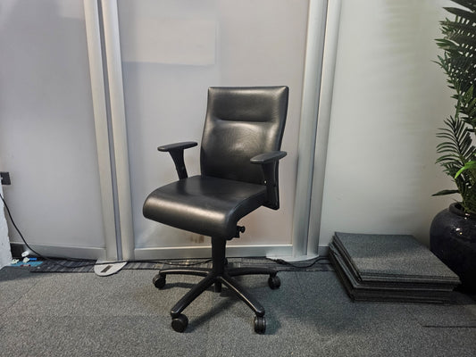 Black leather office desk chair