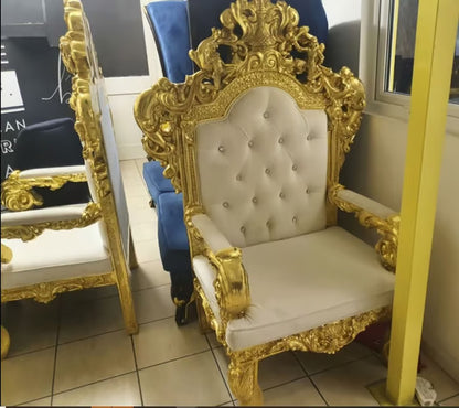 X1 Royal Luxury gold colour throne chair for weddings and banqueting events