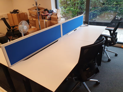 Techo Side by side 2 Pod Office Workstation Desks - 280cm x 80cm - White tabletops